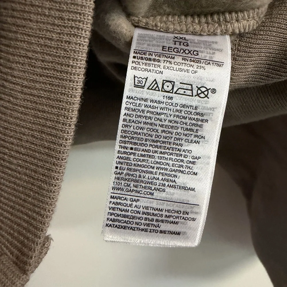 NWT Gap Athletic Dept Taupe Hoodie Size XXL - Picture 5 of 5